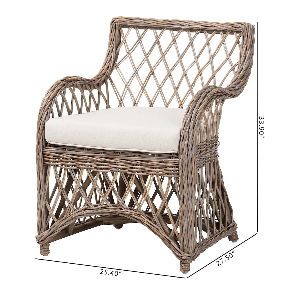 Debra Natural Rattan Armchair - Handwoven Open-Weave Wicker Armchair