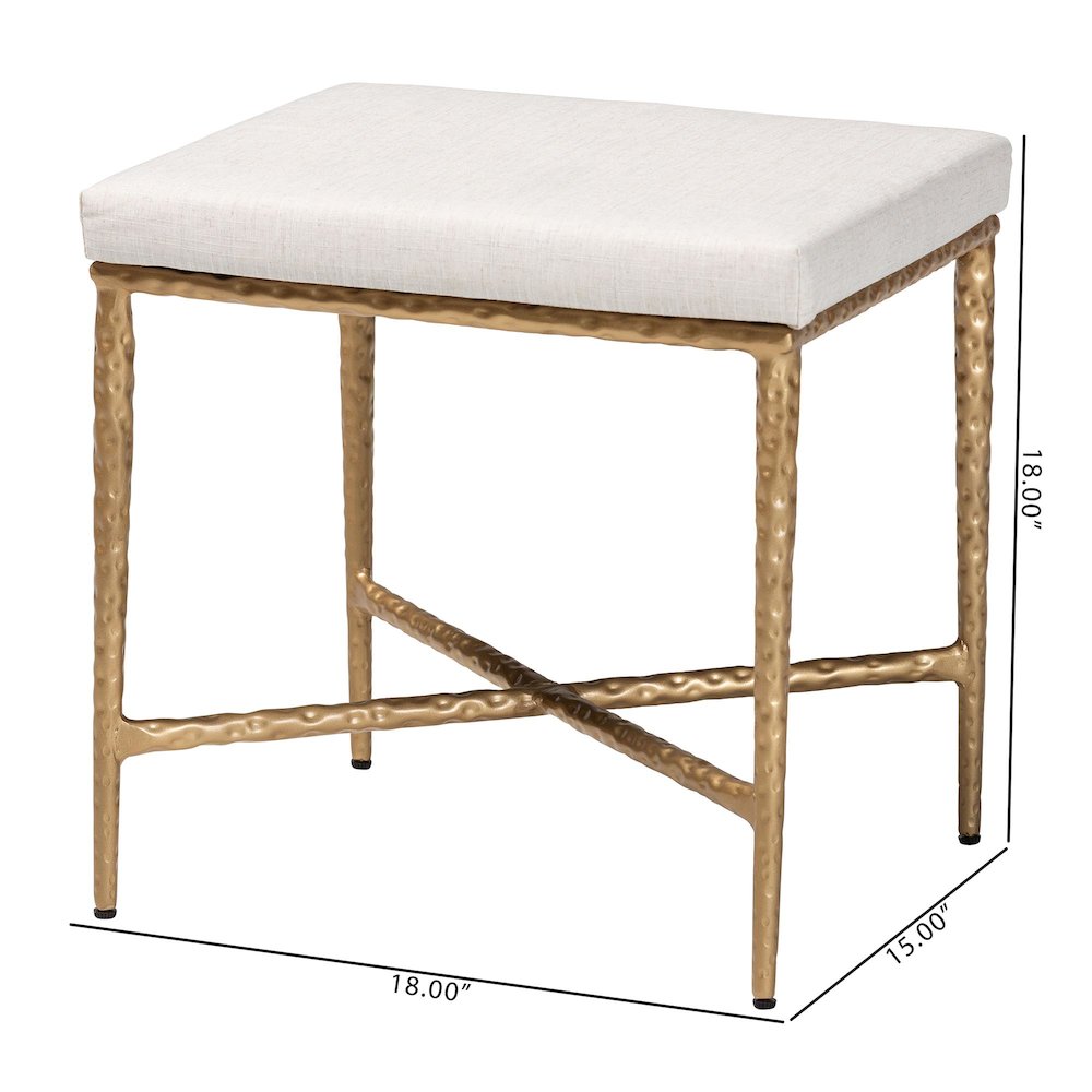 Ottoman Footstool - Modern Rustic Accent Stool with Hand-Forged Metal Frame and Upholstered Seat for Living Room or Sitting Room, Rectangle 18"