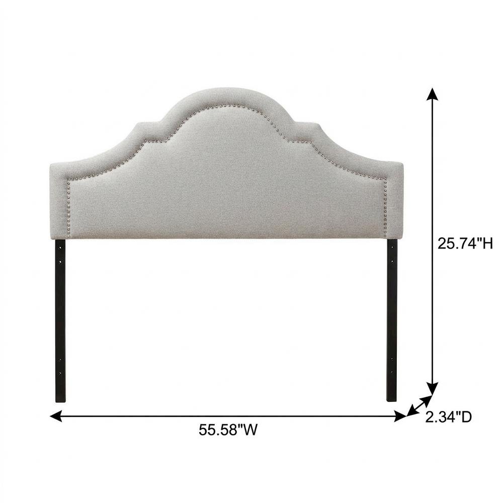 Grayish Beige Fabric Full Size Headboard with Foam Padding and MDF Frame