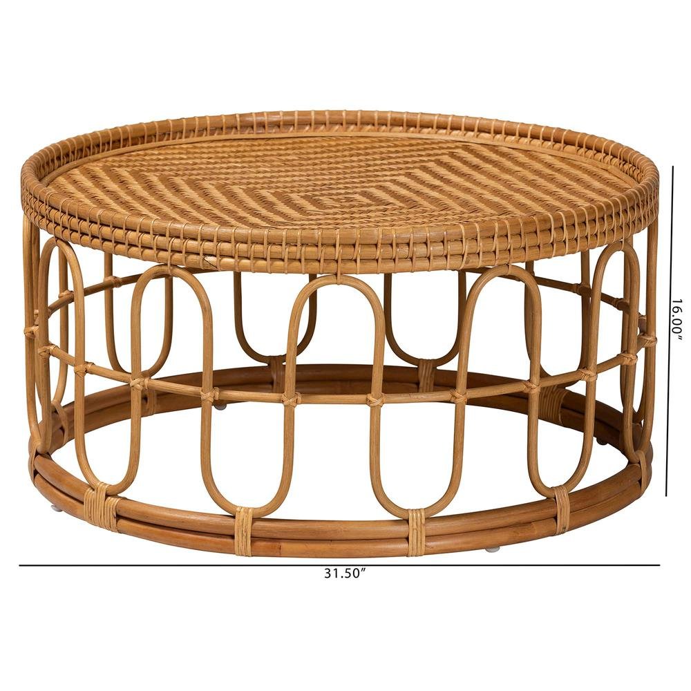 Phoenix Modern Bohemian Light Honey Rattan Coffee Table