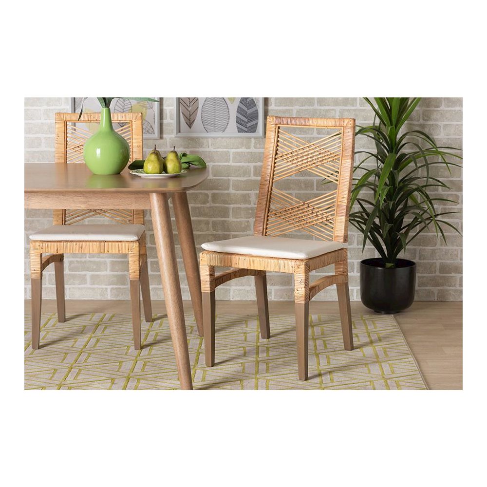 bali & pari Poltak Modern Bohemian Natural Brown Rattan Dining Chair