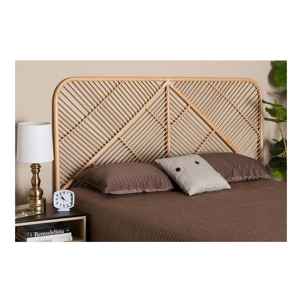 Bohemian Natural Brown Rattan Queen Size Standalone Headboard