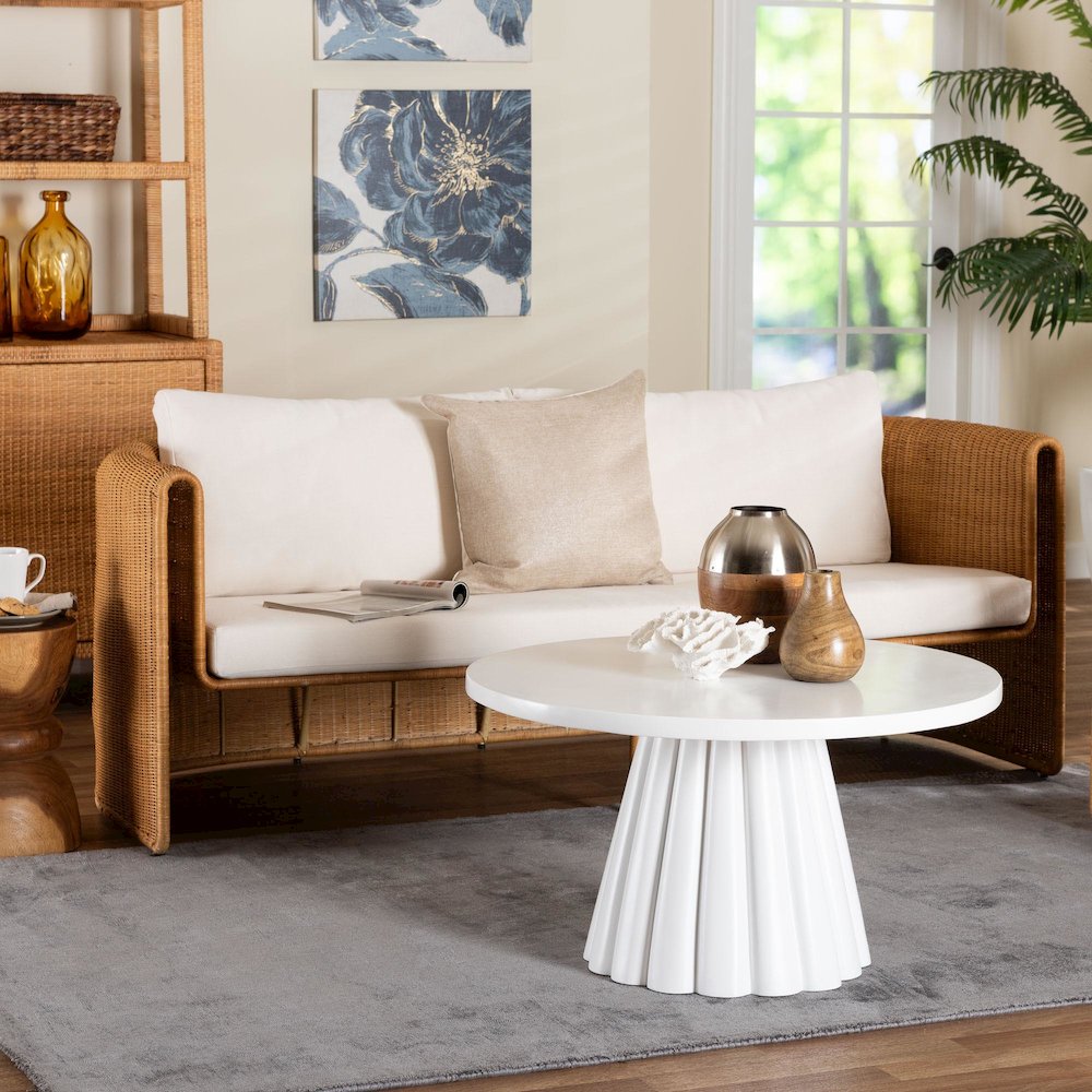 Natural Rattan Sofa with Cushion - Handwoven 3-Seater Couch