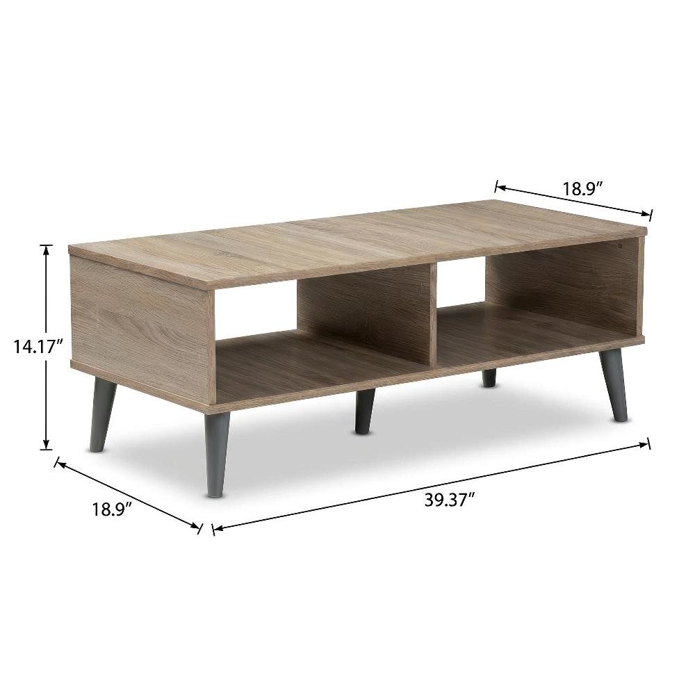 Light Grey and Oak Coffee Table with Particle Board Surface and Modern Style
