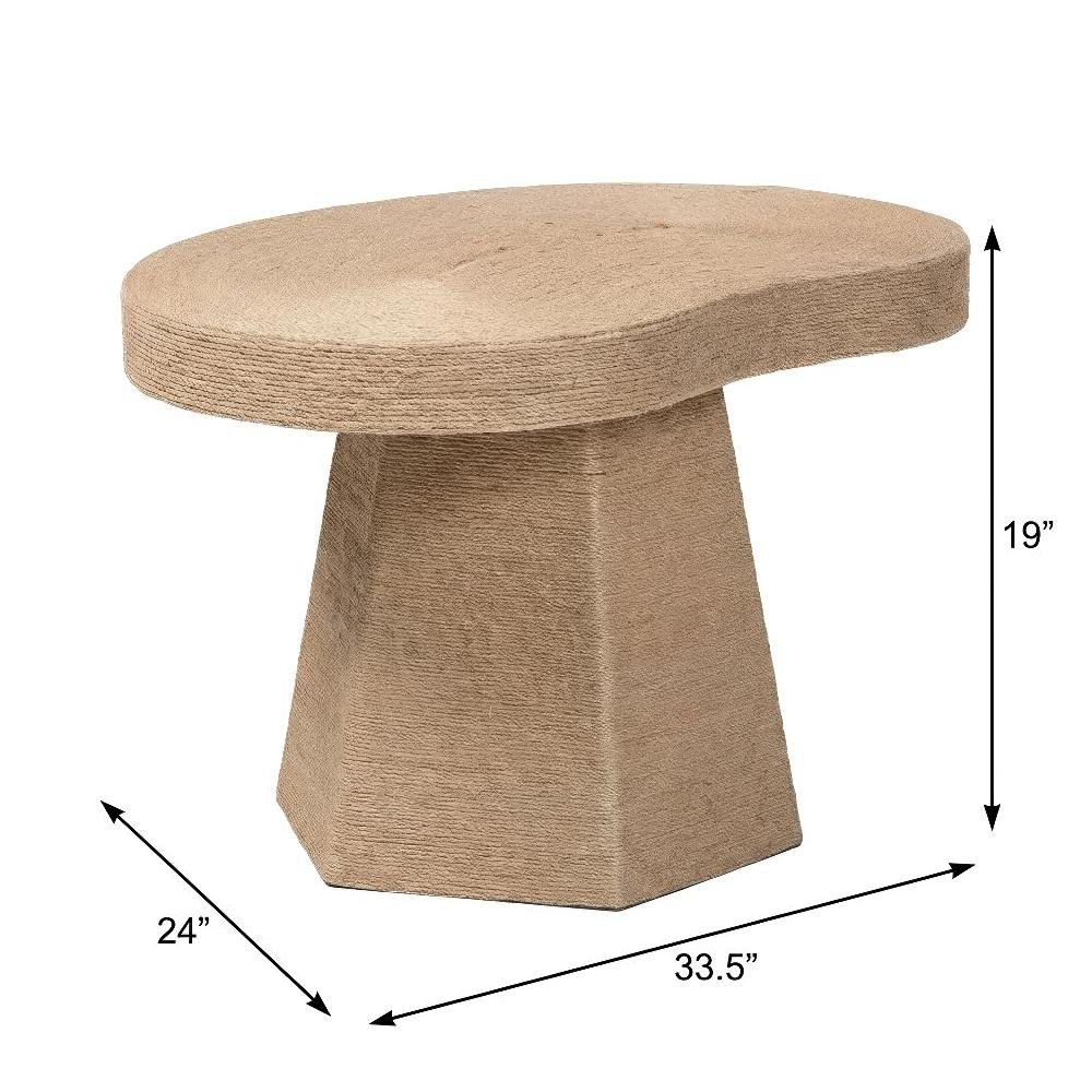 Warm Brown Jute Coffee Table with Handwoven Textured Top and MDF Frame