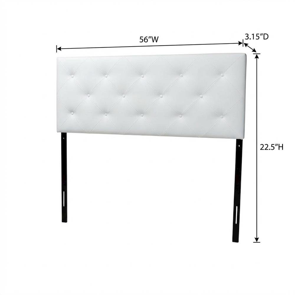 White Faux Leather Full Headboard with Foam Padding and Wood Frame