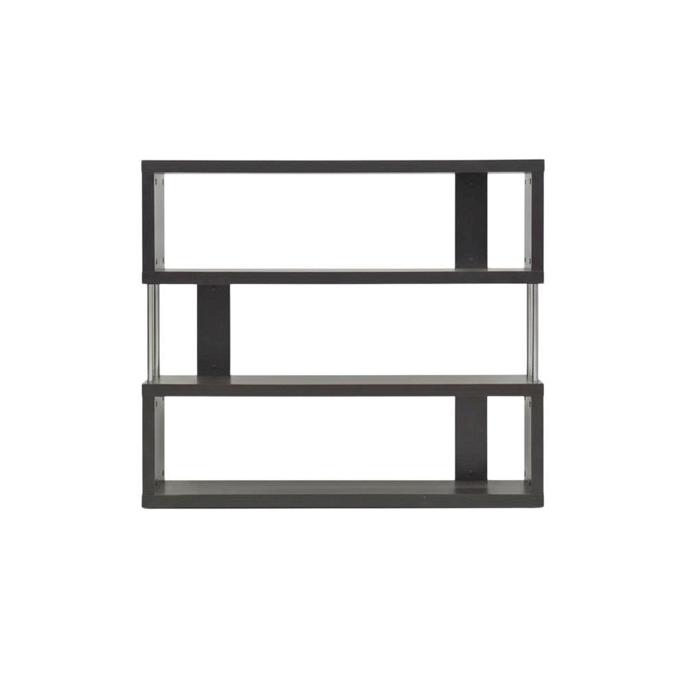 Modern Brown Bookcase with Three Shelves and Steel Frame