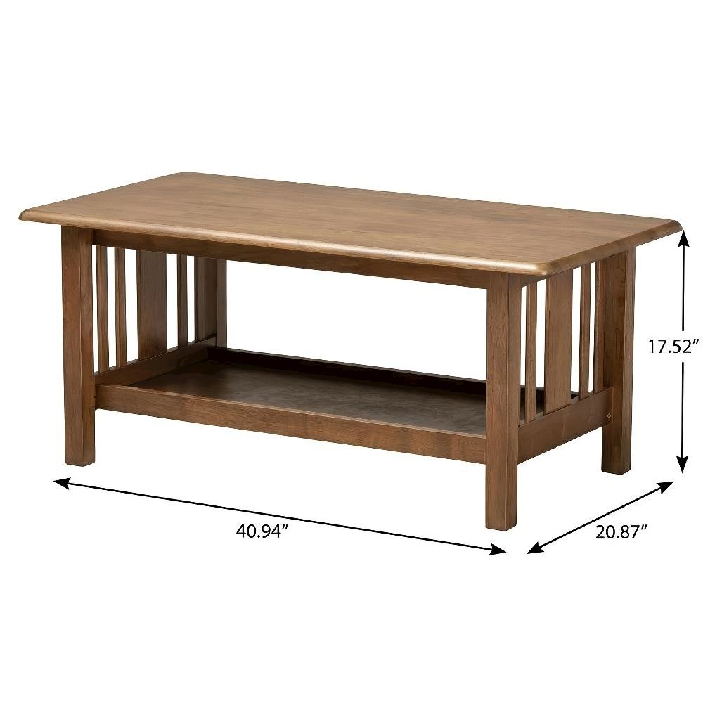 Rectangular Brown Rubberwood Coffee Table with Transitional Style