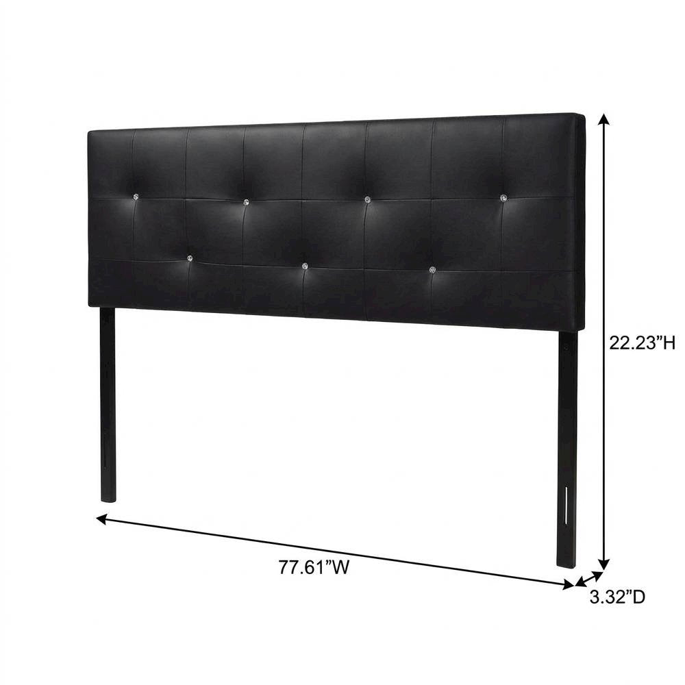 Black Faux Leather King Size Headboard with Foam Padding and Wood Frame