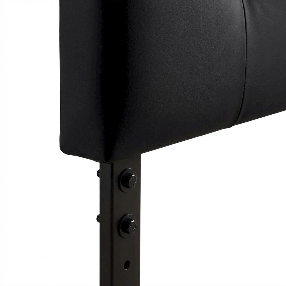 Queen Black Headboard with Faux Crystal Buttons and Contemporary Style