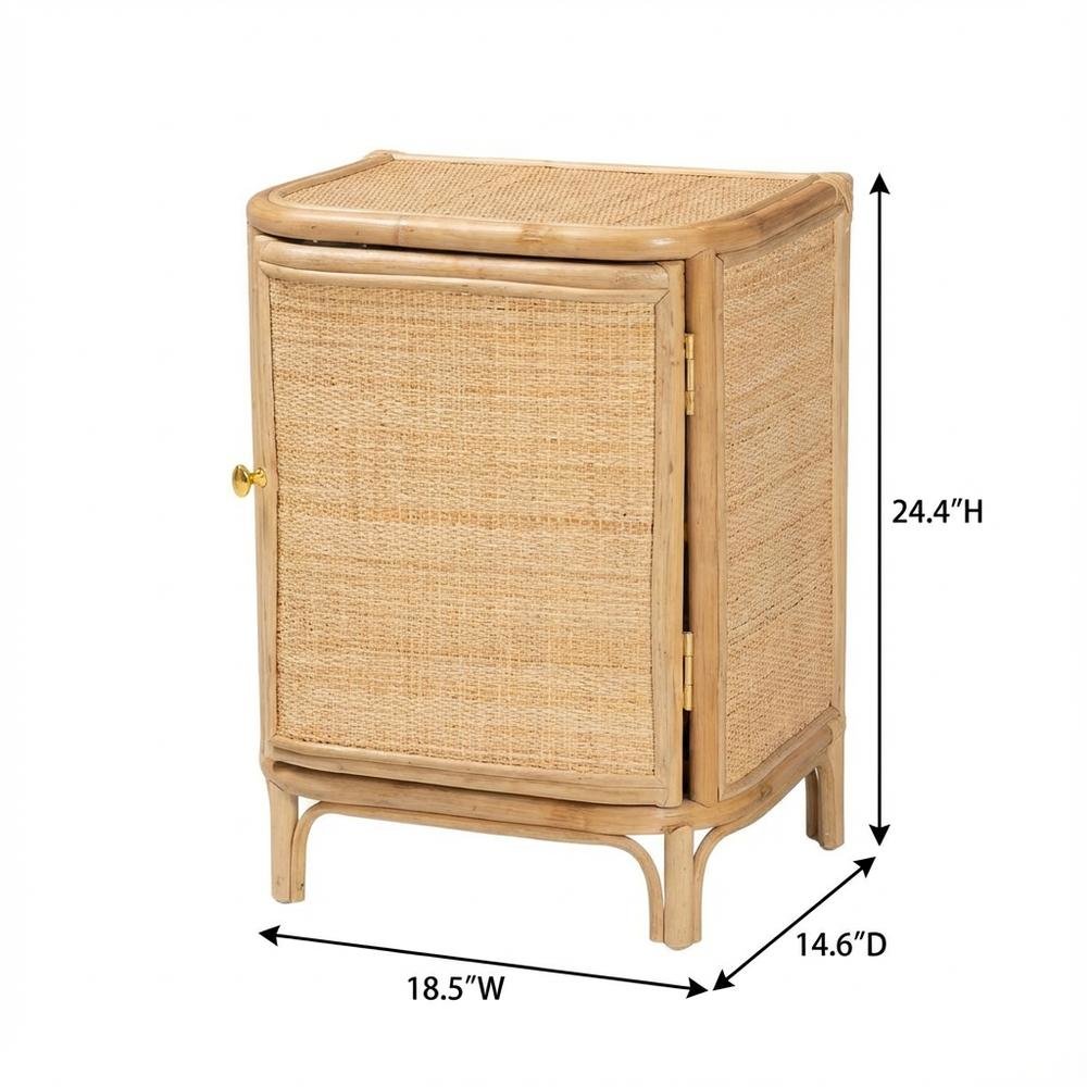 Bohemian Rattan Nightstand with Textured Finish and Elegant Design