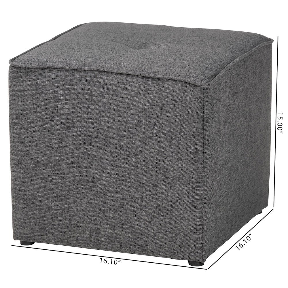 Corinne Modern and Contemporary Dark Grey Fabric Upholstered Ottoman