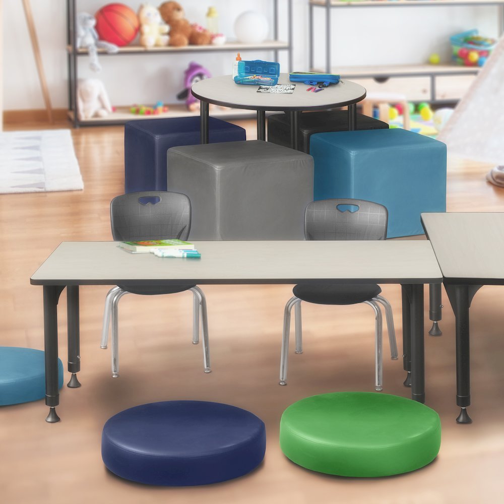 72x30 in. Adjustable Classroom Table- Maple & 2 Andy 12 in. Stack Chairs- Black