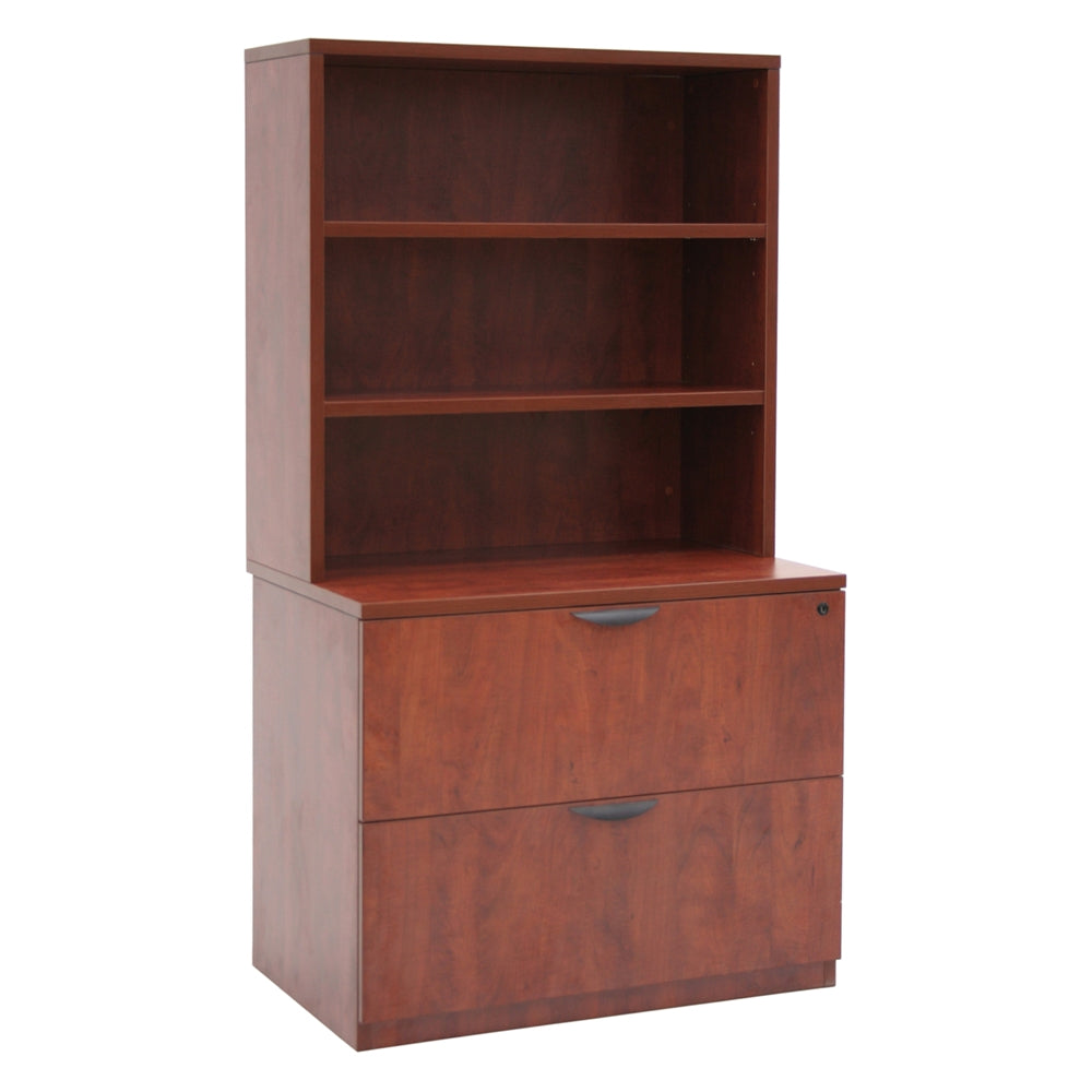 Legacy Lateral File with Open Hutch- Cherry