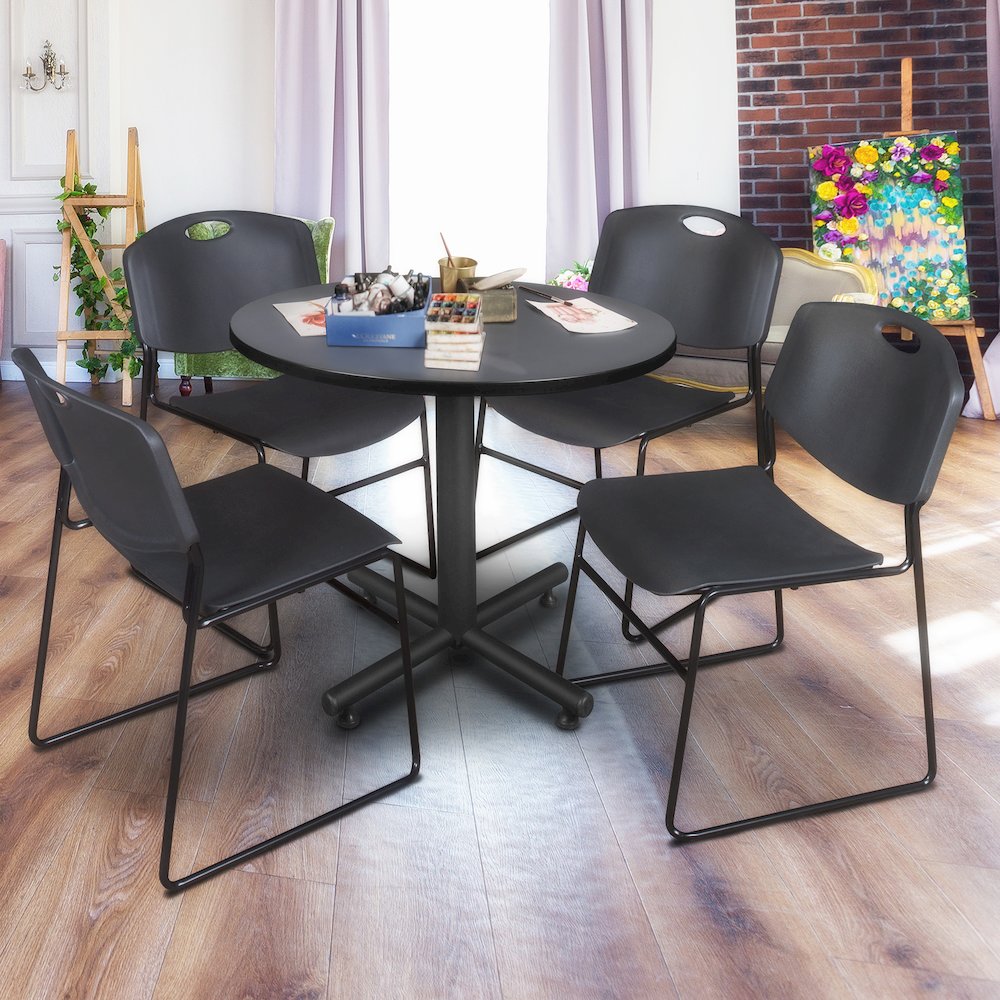 36 in. Round X-Base Breakroom Table- Grey