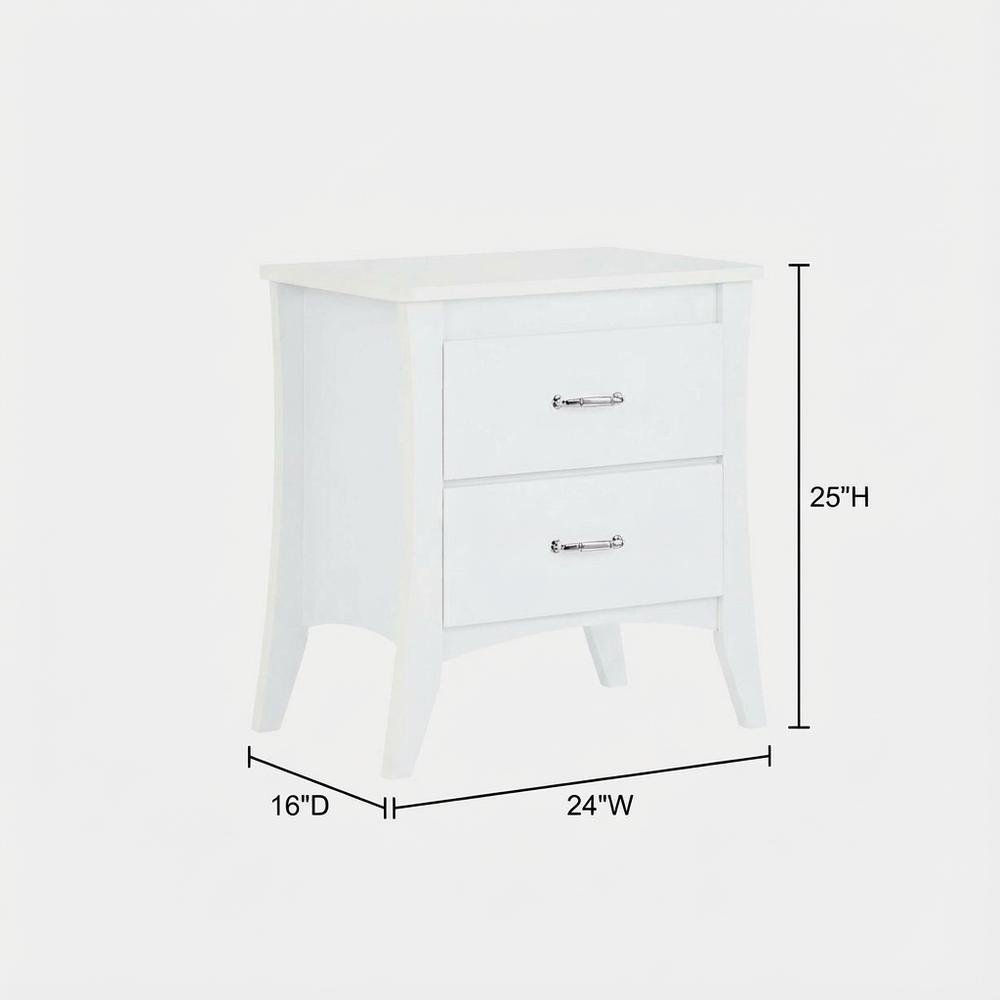 White Nightstand with Modern Design and Storage Shelf