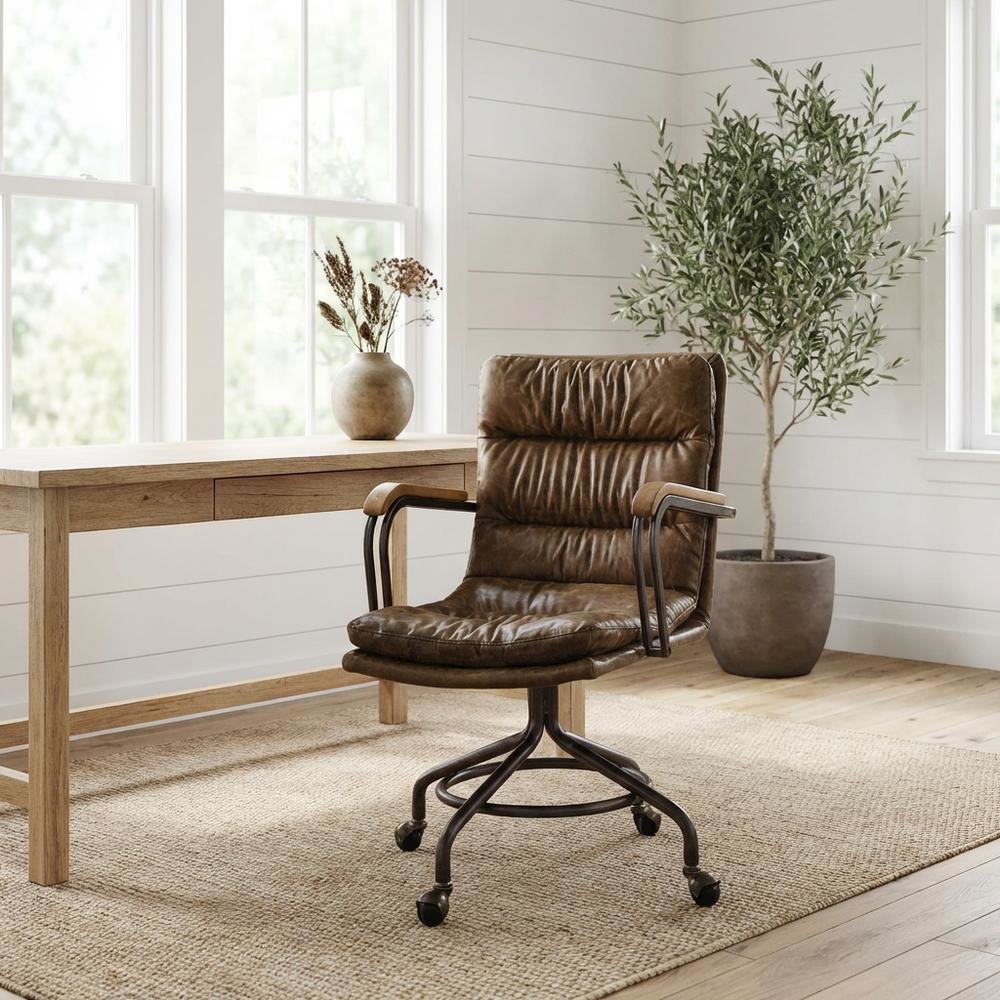 Vintage Whiskey Top Grain Leather Executive Office Chair With Stylish Design