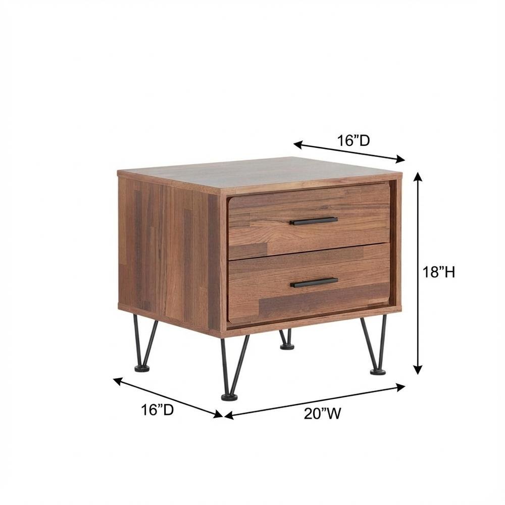 Walnut Night Table with Contemporary Design for Bedroom Storage
