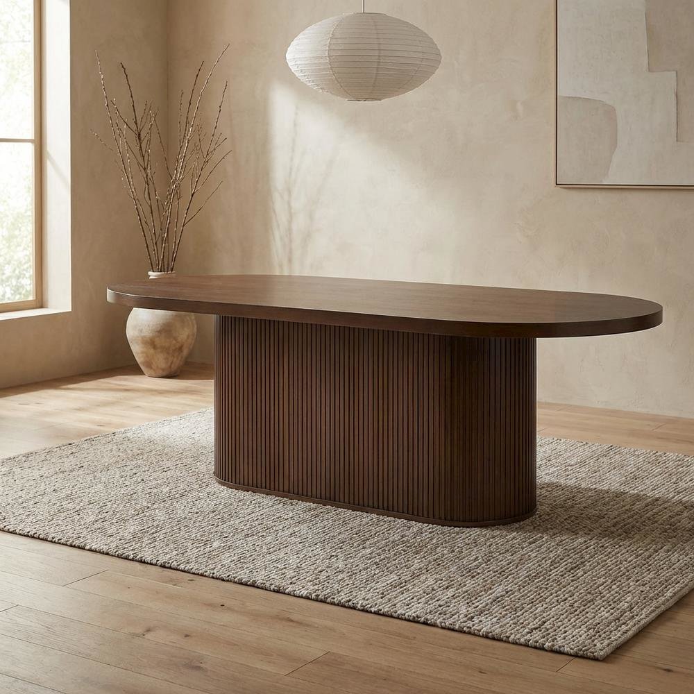 Walnut Oval Dining Table, Traditional Wood, Seats 6