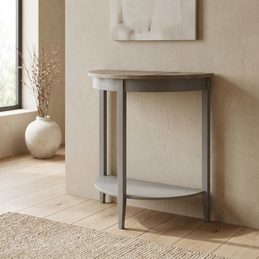 Natural Oak and Gray Console Table with Modern Design and Sturdy Frame