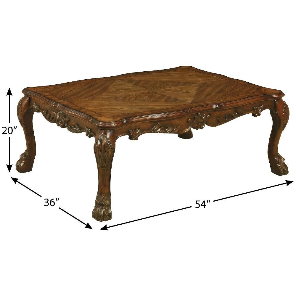Rectangular Coffee Table Cherry Oak Finish Wood Veneer Surface Durable Design