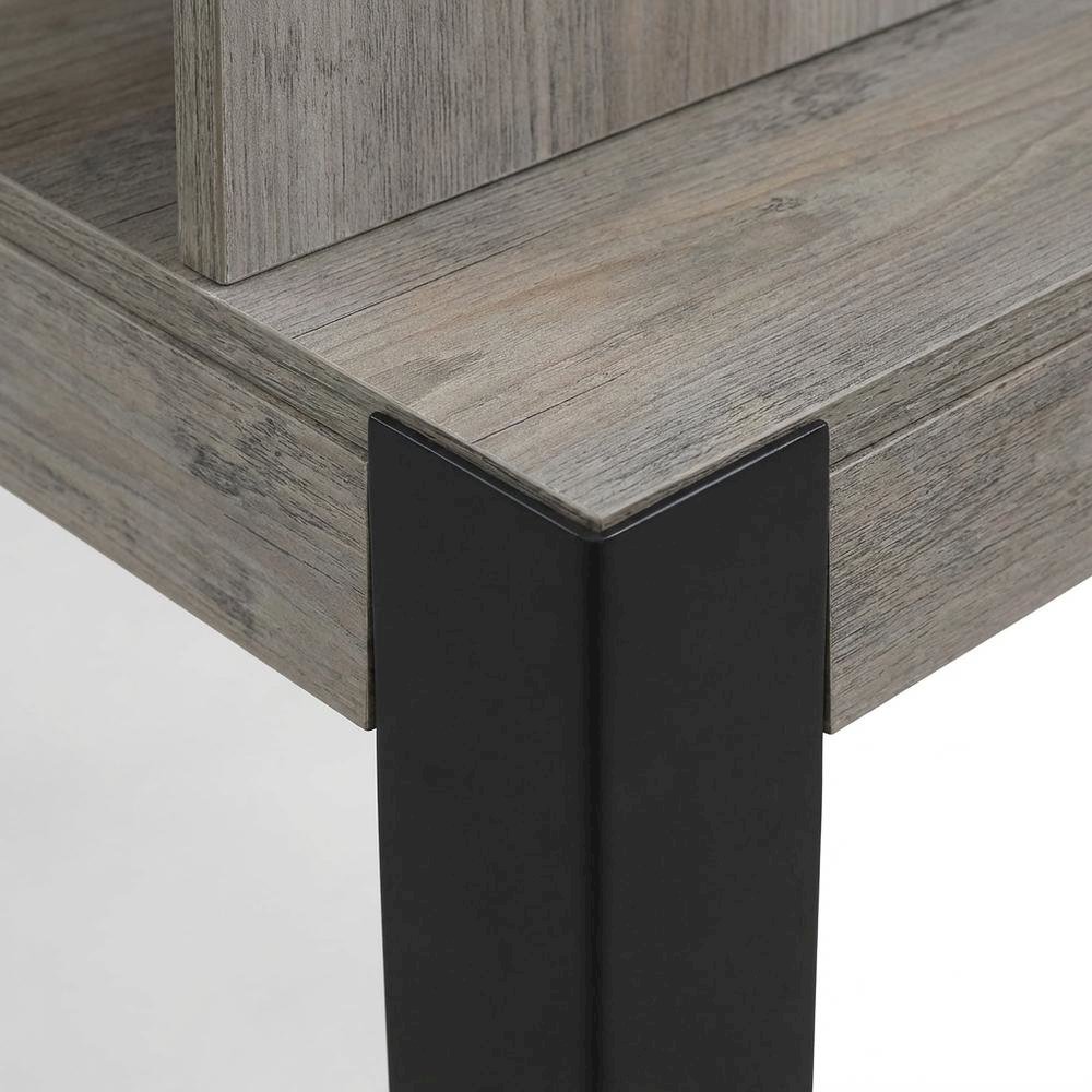 Industrial Gray Oak And Black Finish Writing Desk With Modern Design