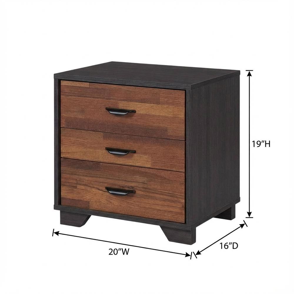 Walnut Bedroom Nightstand with Espresso Finish and Modern Design