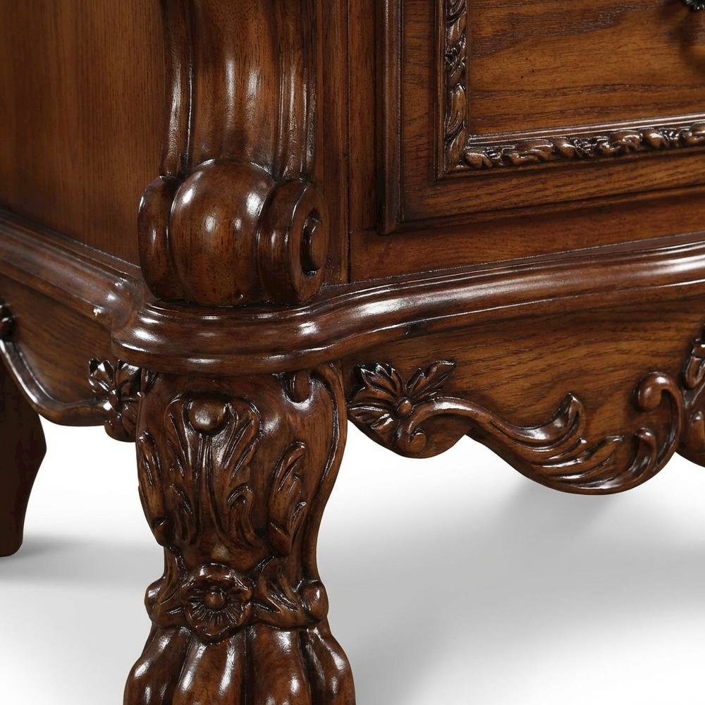 Cherry Oak Nightstand with Transitional and Vintage Style