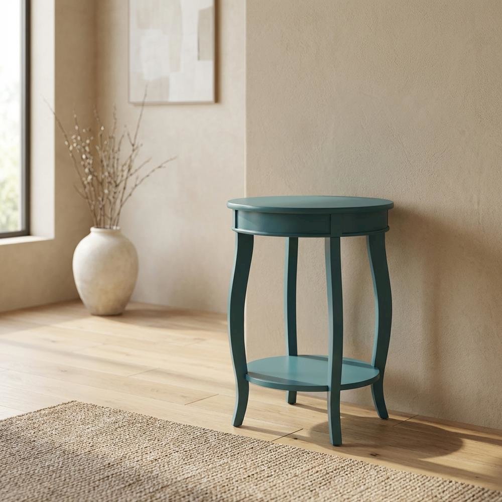 Teal, Accent Side Table, Quality Build, Durable Wood Frame
