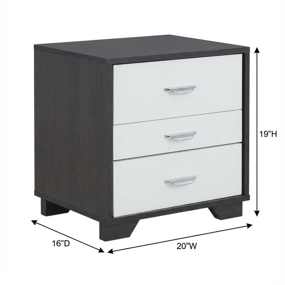 White & Black Bedroom Nightstand with Modern Design and Storage Solution