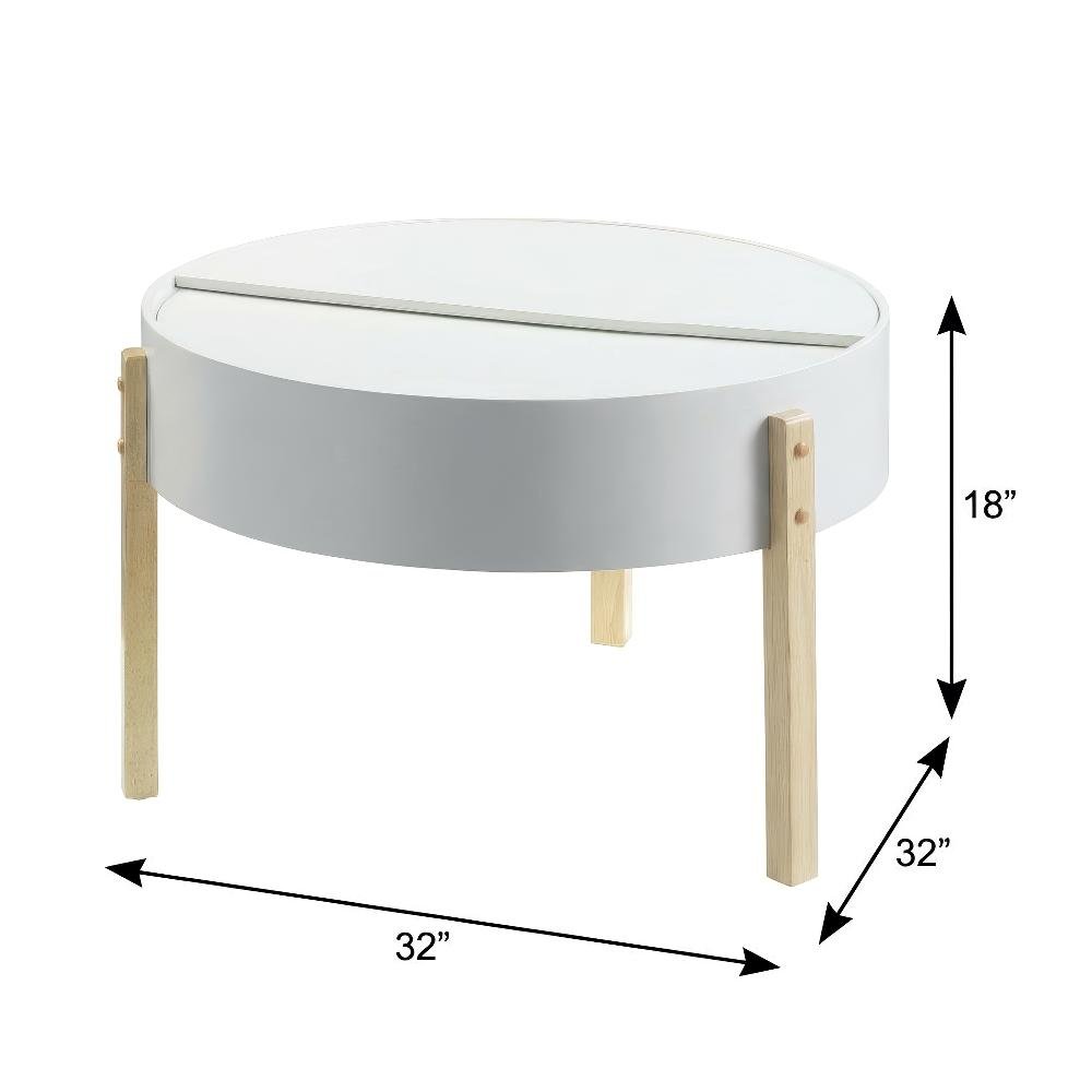 Coffee Table White & Wood-Tone Pine MDF with Durable Finish and Stylish Design