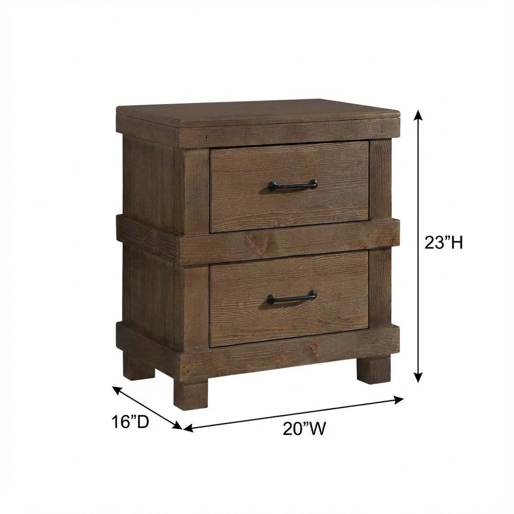 Antique Oak Nightstand with Classic Design and Solid Wood Finish