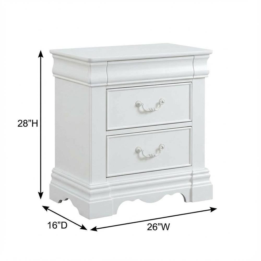 White Bedroom Nightstand, Traditional Design, Sturdy Construction, Compact Size