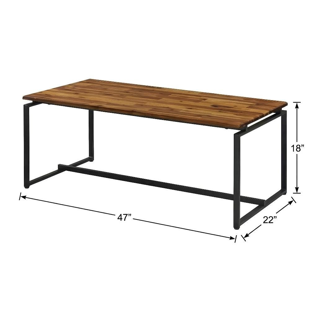 Oak and Black 3-Piece Coffee and End Table Set with Solid Wood Top