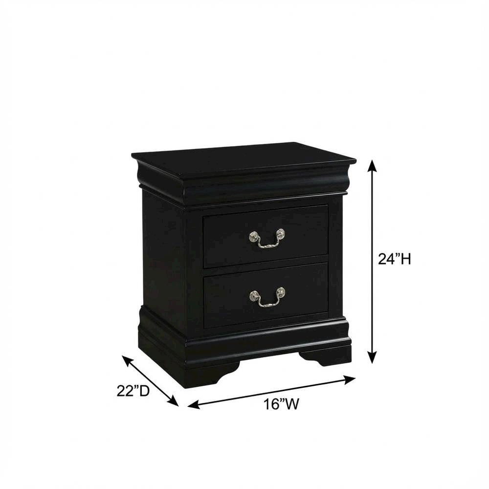 Black Philippe Iii Nightstand with Classic Design and Sturdy Construction