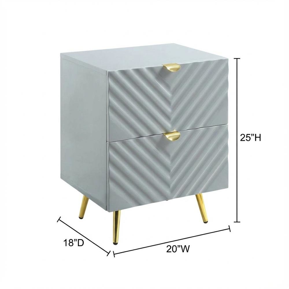 Gray Nightstand with High Gloss Finish and Contemporary Style