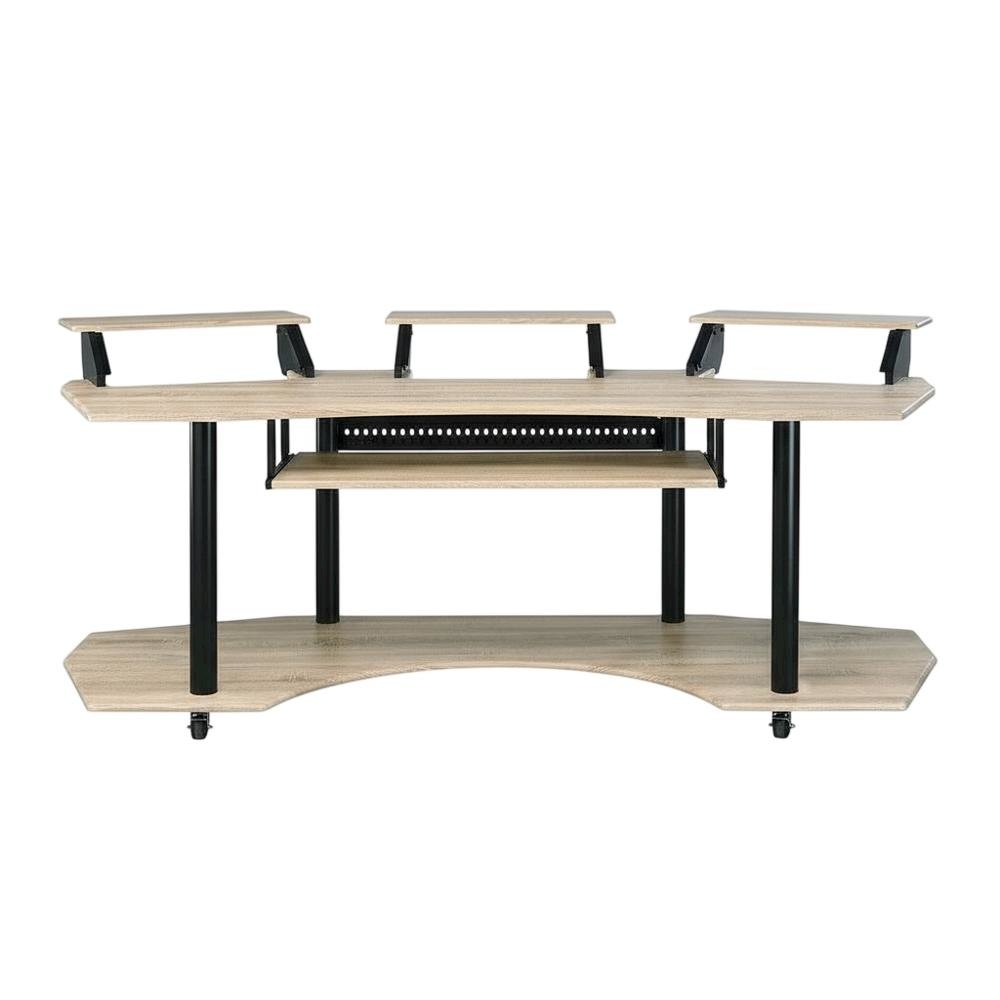 Contemporary Office Desk In Natural Oak With Steel Frame And Veneer Finish