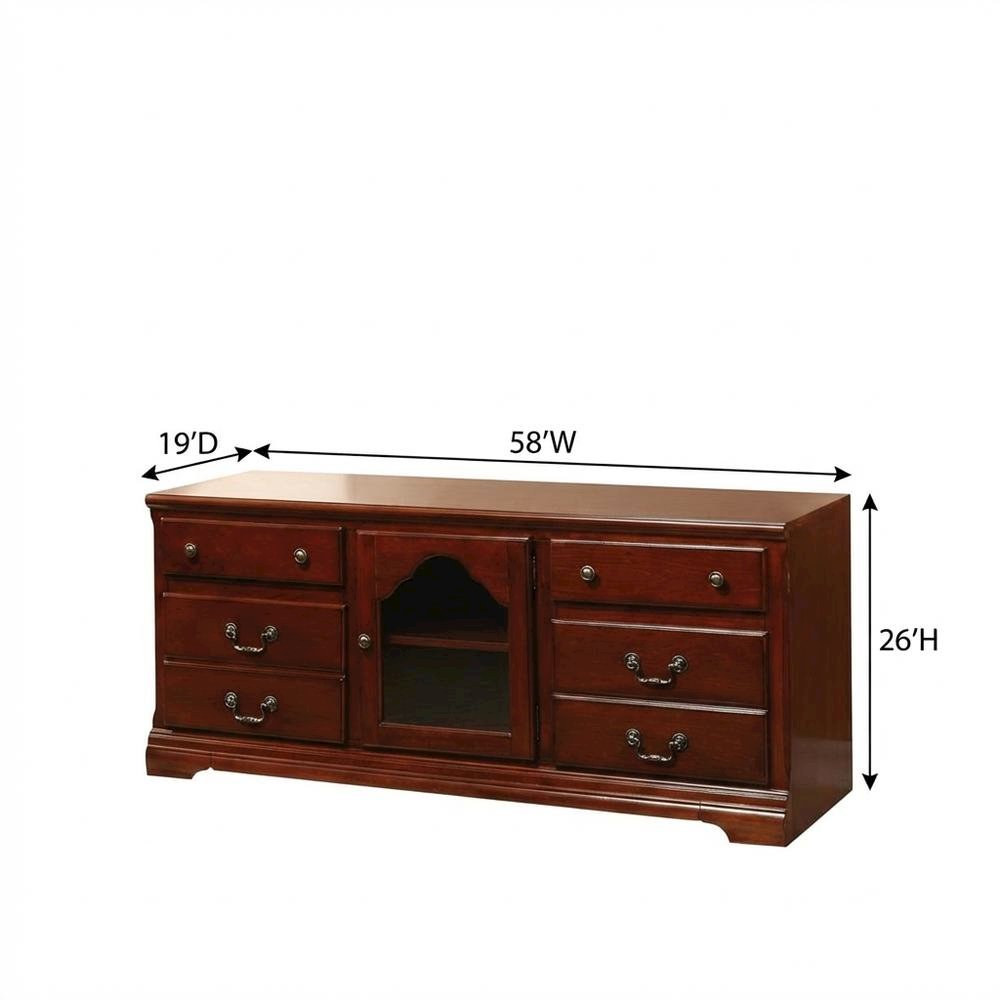 Cherry wood TV stand with sleek modern design and ample storage