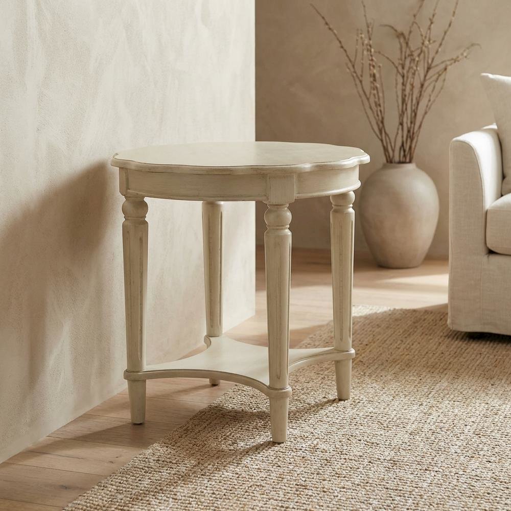 Antique White End Table with Elegant Style and Durable Finish