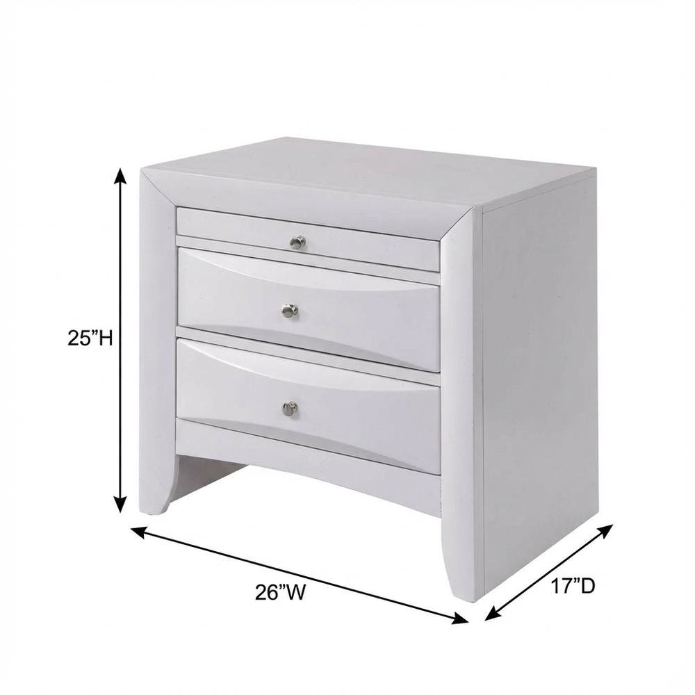 White Bedroom Nightstand with Rectangular Design for Modern Style
