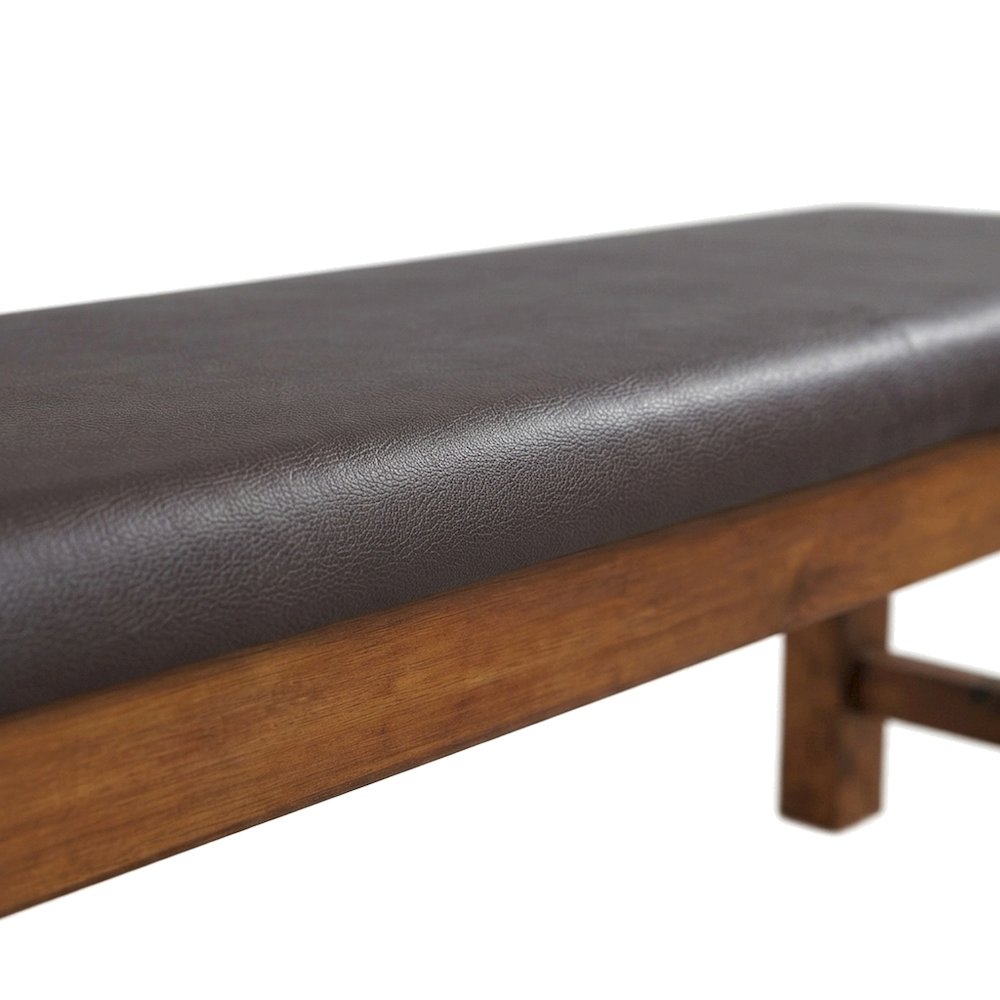 Wood and PU Leather Indoor Dining Bench, Espresso Synthetic Leather & walnut