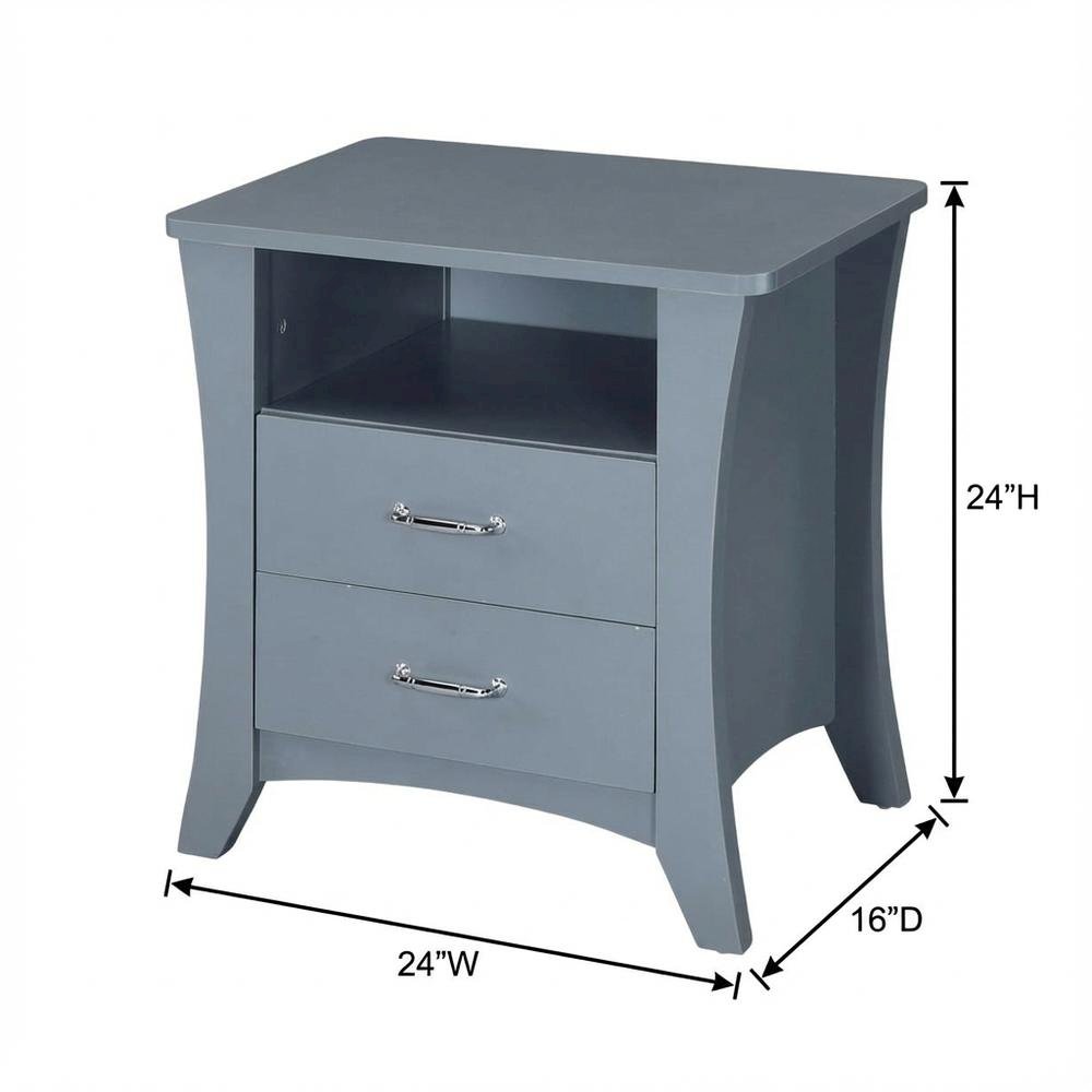 Gray Finish Nightstand with Transitional Style and Ample Clearance