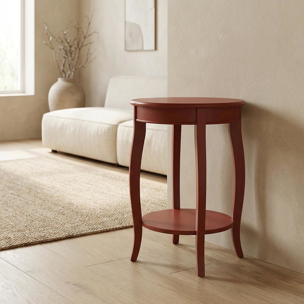 Red, Accent Side Table, Quality Build, Durable Wood Frame