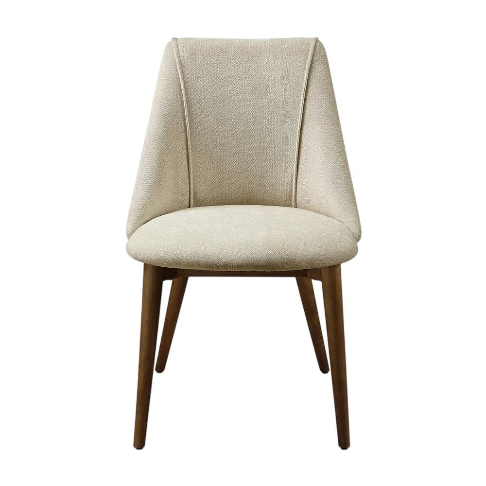 Microfiber Dining Chair, Beige Polished Microfiber & Dark oak, Set of 2