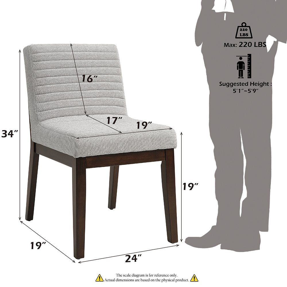 Edwyn Side Chair (Set-2) Gray Linen & Espresso