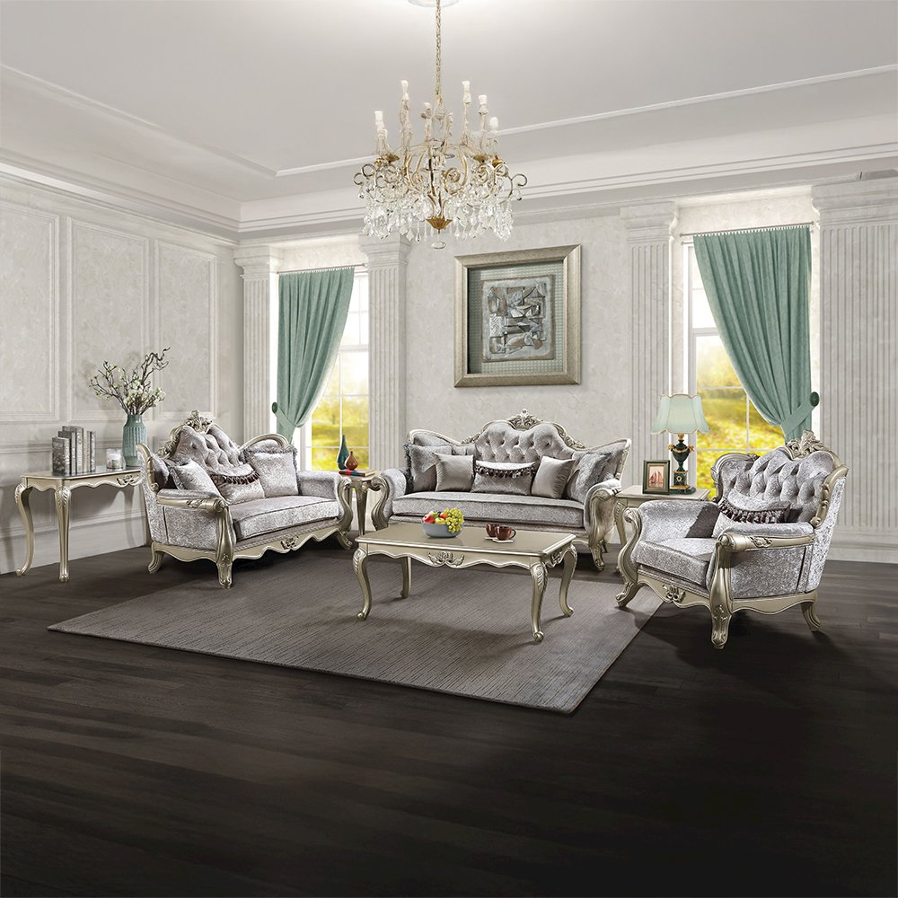 Libertee Chair w/Pillow Beige Fabric & Champagne
