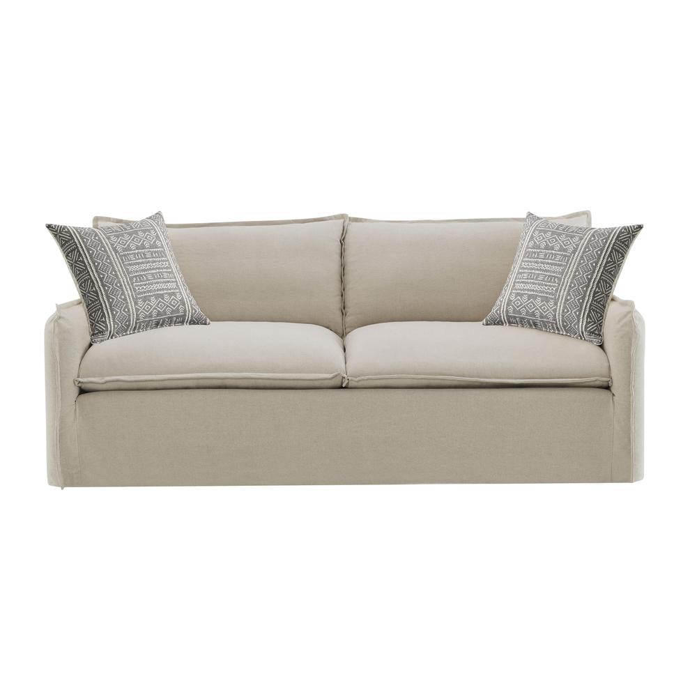 Upendo Sofa w/2 Pillows Beige Linen