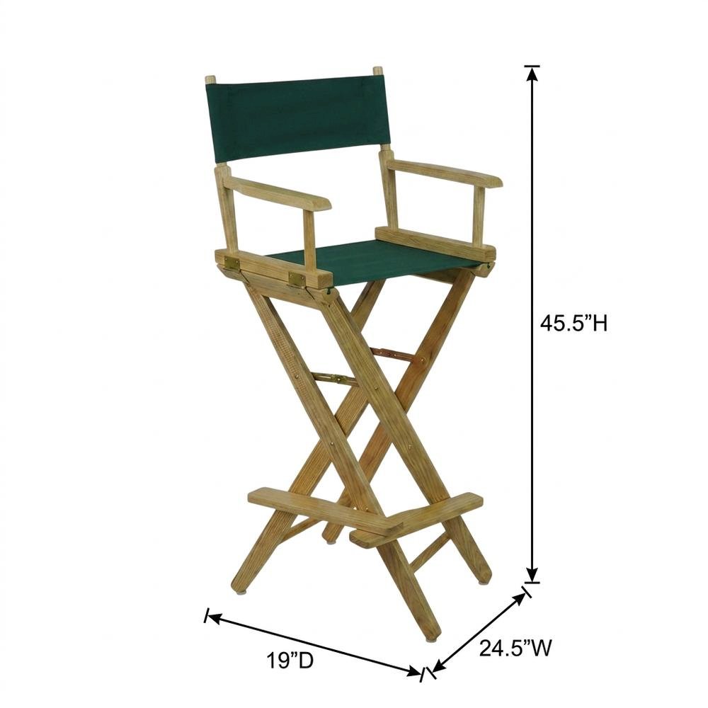 Green Extra-Wide Director's Chair, Natural Frame, 30-Inch Bar Height