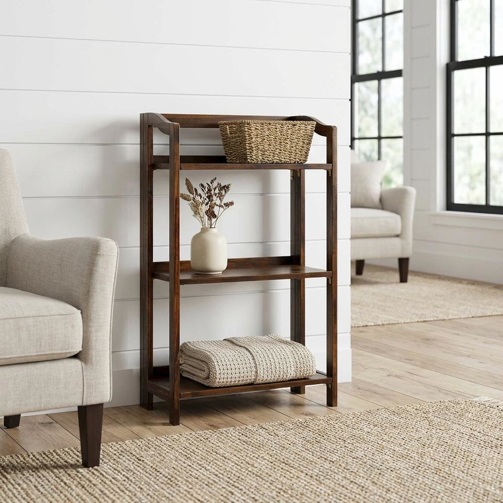 Wooden bookcase with open shelving for storage and display