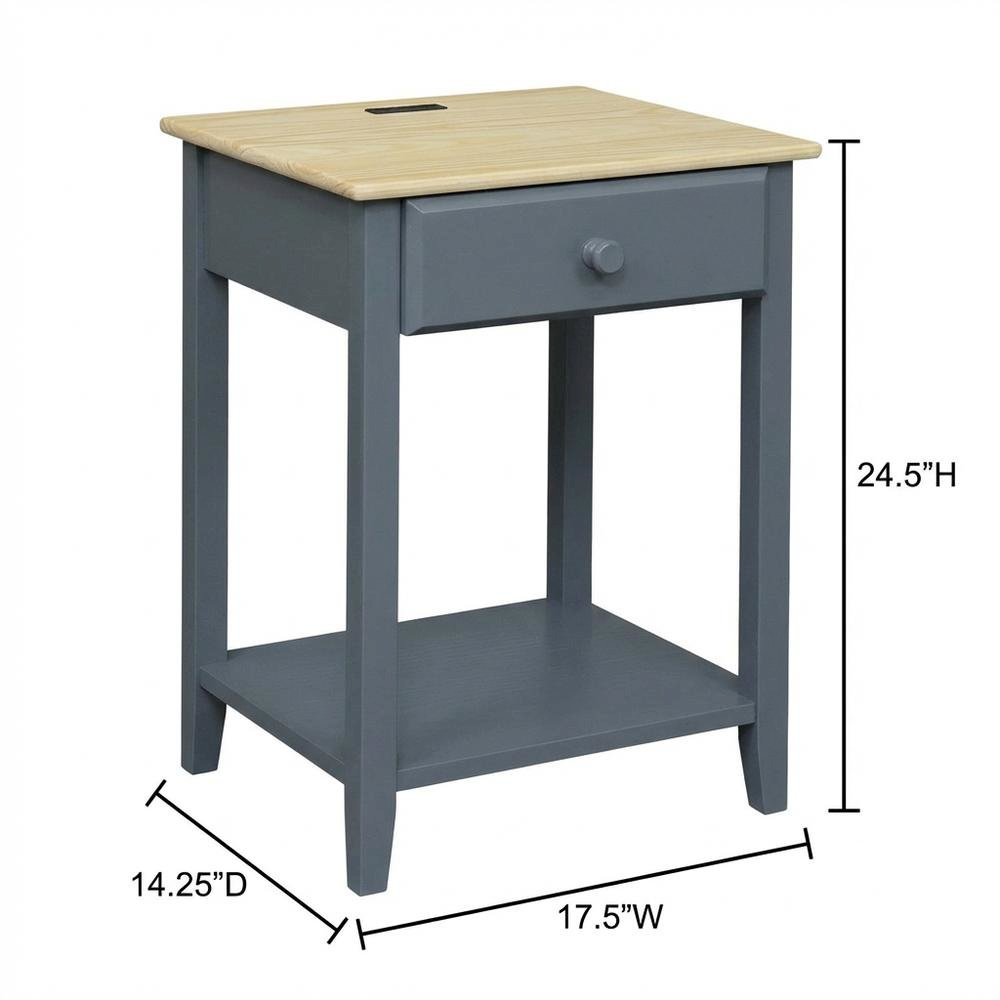 Gray Nightstand with Usb Charging Port for Bedroom Convenience
